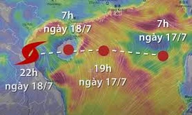 Đường đi của bão Sơn Tinh với sức gió tới 75km/h