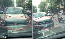 Ô tô bán tải đi ngược chiều, lì lợm đấu đầu xe đi đúng luật ở Hà Nội