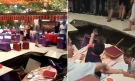 Hố tử thần nuốt chửng cả bàn tiệc và 6 người đang ăn cưới