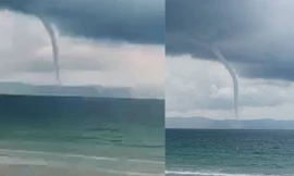 Vòi rồng cao hàng trăm mét trên biển