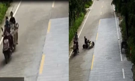 Ngã sấp mặt do cắm đầu vào điện thoại khi lái xe