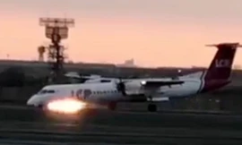 Hỏng càng đáp, máy bay Peru mài bụng tóe lửa trên đường băng