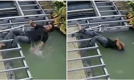 Người đàn ông bất cẩn bị điện giật khi đang sửa điện