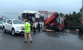 Thực nghiệm hiện trường vụ xe khách đâm trực diện xe cứu hoả 