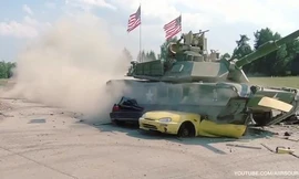 Tăng M1 Abram Mỹ nghiền nát ôtô trong giải đấu tại Đức