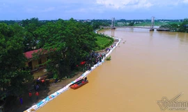 Nước dâng nhanh, hơn 700 người được huy động hộ đê ở Hà Nội