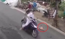 Người lớn bất cẩn, trẻ nhỏ lao sang đường bị xe máy tông thảm khốc