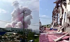 Hiện trường vụ nổ. Ảnh: Tân Hoa Xã