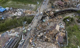 Cảnh tan hoang vì siêu bão Hagibis ở Nhật Bản nhìn từ trên cao