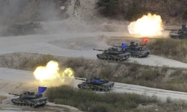 Một tình huống trong cuộc tập trận chung Mỹ - Hàn hồi tháng 4/2017. Ảnh: AP