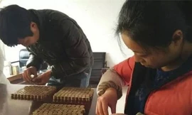 Các nhân viên khổ sở đếm và sắp xếp số tiền xu của vị khách "bá đạo".