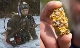 Ông Vincent Thurkettle và sản phẩm mà ông may mắn tìm được trong một chuyến lặn biển.