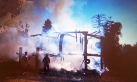 Hiện trường nhà rông bị cháy rụi