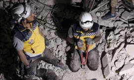 Lực lượng Mũ Trắng tại Syria. Ảnh: AFP