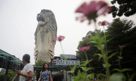 Tượng Merlion ở Sentosa. Ảnh: ST
