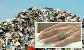‘Bơi’ trong 7 tấn rác để tìm bằng được nhẫn cưới tiền tỉ