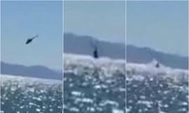 Giây phút trực thăng quân sự chở 12 người lao xuống biển