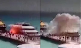 Khoảnh khắc phà du lịch phát nổ khiến 25 du khách bị thương