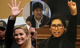 Bà Monica Eva Copa (phải), bà Jeanine Anez (trái), ông Evo Morales (giữa).