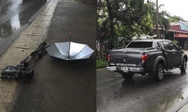 Chiếc máy quay trị giá hơn 1 tỉ bị hư hỏng và chiếc xe ô tô bán tải.