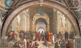 Bức Trường học Athens của Raffaello, một trong 4 kiệt tác của hội họa thời Phục hưng của Ý.