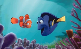 Hai nhân vật Nemo và Dory trong series phim hoạt hình của Pixar.