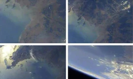 Hình ảnh chụp Trái đất được cho là chụp từ tên lửa mà Bình Nhưỡng phóng thử chiều 21/5. Ảnh: Yonhap