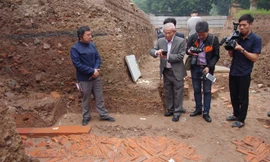 Dấu tích kiến trúc nhà Trần ở Hoàng thành Thăng Long Ảnh: Nguyên Khánh 