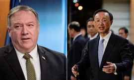 Ngoại trưởng Mỹ Mike Pompeo (trái) và ông Dương Khiết Trì Ảnh: Reuters 