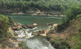 Suối Sia, nơi tiếp nhận nguồn nước thải của Nhà máy Hapaco Đông Bắc thường xuyên trong tình trạng nổi váng, sủi bọt Ảnh: Nguyễn Hoài