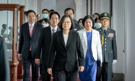 Bà Thái Anh Văn tham dự lễ khánh thành tòa nhà của chính quyền Ðài Loan tại Ðài Bắc ngày 20/5. Ảnh: Reuters