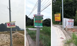 Hình các banner, phướn rao bán đất dễ dàng bắt gặp tại nhiều nơi ở các đặc khu tương lai.