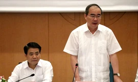 Ông Nguyễn Thiện Nhân phát biểu tại buổi làm việc với Hà Nội