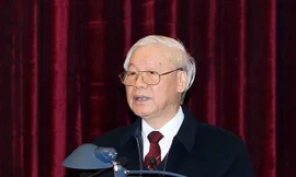 Tổng Bí thư, Chủ tịch nước Nguyễn Phú Trọng phát biểu tại Hội nghị (ảnh TTXVN)