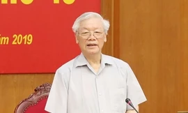 Tổng Bí thư, Chủ tịch nước Nguyễn Phú Trọng chủ trì phiên họp. Ảnh TTXVN