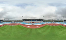 Mặt cỏ SVĐ quốc gia Mỹ Đình xanh mướt trước ngày diễn ra trận đấu lượt về giữa Việt Nam - Indonesia