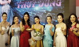 Á hậu Thùy Dung xúc động với quà sinh nhật bất ngờ tại họp báo 