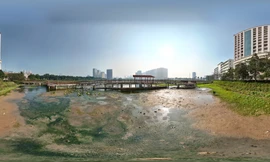 Cận cảnh công viên hồ điều hòa bỏ hoang 8 năm giữa Thủ đô