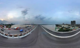 Ảnh 360 độ cầu hơn 2.500 tỷ vượt sông Hồng sắp thông xe