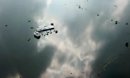 Toàn cảnh vùng trũng ngập huyện Chương Mỹ nhìn từ trên cao