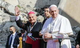 Giáo hoàng Francis trong chuyến thăm Mosul năm 2021. (Ảnh: AP)
