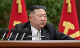 Ông Kim Jong Un phát biểu trước Quốc hội Triều Tiên ngày 15/1. (Ảnh: KCNA)
