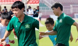 Công Phượng hào hứng “so tài” cùng hơn 50 cầu thủ nhí trên sân bóng