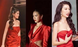 Hoa hậu Kỳ Duyên, Á hậu Thúy Vân, siêu mẫu Minh Tú đọ dáng với tông đỏ rực