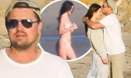 Tài tử Leonardo DiCaprio và bạn gái kém 23 tuổi âu yếm ngọt ngào ở biển
