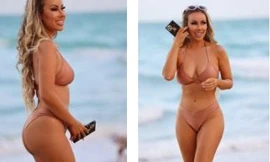 Hoa hậu Lisa Opie khoe dáng cực nóng bỏng với bikini ở biển