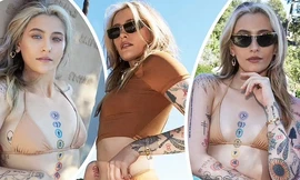 Con gái Michael Jackson làm mẫu áo tắm nóng bỏng, body ngập hình xăm