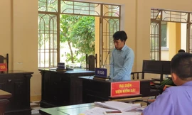 Đối tượng Huỳnh Quang Triều tại tòa. 