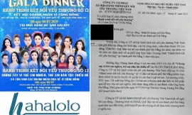 Hình ảnh băng rôn quảng cáo in tên các cơ quan báo chí và thư gửi sở LĐTB&XH TP, Quỹ bảo trợ trẻ em phối hợp tổ chức chương trình tại Đà Nẵng. 