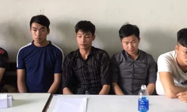 Nhóm thanh niên vùa bị công an bắt giữ